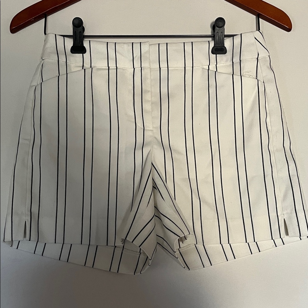 White House Black Market White and Black Striped Shorts